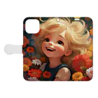 AQUAMETAVERSEの花に囲まれて幸せいっぱいの少女　なでしこ1478 Book-Style Smartphone Case:Opened (outside)