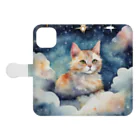 星降る夜にの星雲猫 Book-Style Smartphone Case:Opened (outside)