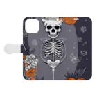 Skeletonのユニークなスケルトンアートがおしゃれに輝く！ Book-Style Smartphone Case:Opened (outside)