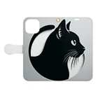 luna_neroのGatto＊黒猫の切り絵風デザイン 手帳型スマホケースを開いた場合(外側)