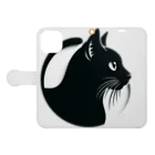 luna_neroのGatto＊黒猫切り絵デザイン(透過) 手帳型スマホケースを開いた場合(外側)