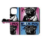 黒パグ🖤Black Pug laboratory🖤のBPL series 手帳型スマホケースを開いた場合(外側)