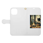 yanagi_mochiの猫侍の晩御飯 Book-Style Smartphone Case:Opened (outside)