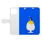 スタジオ ペンギン のかき氷ペンギン 手帳型スマホケースを開いた場合(外側)