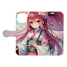 AIキャラつく〜るの桜の精 - 和モダン Book-Style Smartphone Case:Opened (outside)