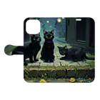 おかづあいのねこちゅうしんの黒の三頭政治 Book-Style Smartphone Case:Opened (outside)