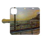 Painting-Gorilaの夕日と海辺 Book-Style Smartphone Case:Opened (outside)