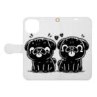 ブヒーズのtwin pug Book-Style Smartphone Case:Opened (outside)