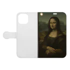 Art Museum of SUZURIのレオナルド・ダ・ヴィンチ / モナ・リザ Portrait de Mona Lisa (La Joconde) (la planche est restée inachevée à la mort de l'artiste) Book-Style Smartphone Case:Opened (outside)