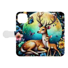 momoart8888の満月の花🦌🌝 Book-Style Smartphone Case:Opened (outside)