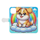 Minoyaの雲に乗った犬 Book-Style Smartphone Case:Opened (outside)