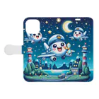 キャラクターズのキラキラ夜景飛行くん Book-Style Smartphone Case:Opened (outside)