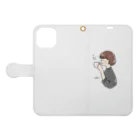 Sakikoのほっとひと息つく女の子　グレー Book-Style Smartphone Case:Opened (outside)