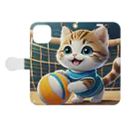 ねこねこねこんの猫とバレーボール Book-Style Smartphone Case:Opened (outside)