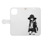 モノクロ美少女の悲しみ美少女モノクロ Book-Style Smartphone Case:Opened (outside)