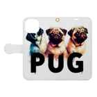 ブヒーズのPug*パグ Book-Style Smartphone Case:Opened (outside)