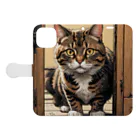 manaco-の覗き猫ちゃん Book-Style Smartphone Case:Opened (outside)