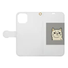 日常のふてくされたネコくん(グレー) Book-Style Smartphone Case:Opened (outside)