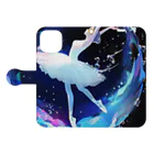 AQUAMETAVERSEのシャボン玉の中のバレリーナ　BLUE PLUM  691 Book-Style Smartphone Case:Opened (outside)