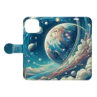 kinakomorinagaの壮大な宇宙空間 Book-Style Smartphone Case:Opened (outside)