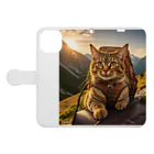 ねこ達と一緒のねこちゃんと冒険へGO Book-Style Smartphone Case:Opened (outside)