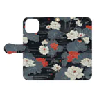 奏桃服店のTranquil Lotus Pond Pattern Book-Style Smartphone Case:Opened (outside)