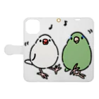 小鳥ハウスの文鳥とマメルリハインコ Book-Style Smartphone Case:Opened (outside)