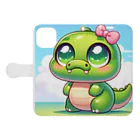 crocodileのコロ子ちゃん 手帳型スマホケースを開いた場合(外側)