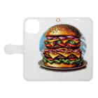 kazu_gのあなたを満足させるバーガーを!（濃色用） Book-Style Smartphone Case:Opened (outside)