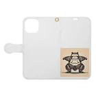 frogsystemの猫力士 Book-Style Smartphone Case:Opened (outside)