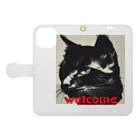 kk-welcomeの黒猫登場Ⅰ Book-Style Smartphone Case:Opened (outside)