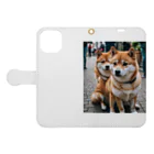 kaerinｰofficeの2匹のかわいい柴犬が仲良く並んで写っています。 Book-Style Smartphone Case:Opened (outside)