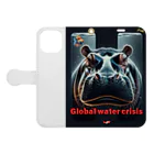 NaturalCanvasのhippo  * Global water crisis Book-Style Smartphone Case:Opened (outside)