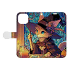 nico251の魔法の杖を持った猫 Book-Style Smartphone Case:Opened (outside)