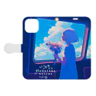 花束娘のA Girl and Flowers on the Journey Book-Style Smartphone Case:Opened (outside)