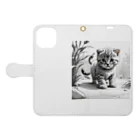 KONEKO_NEKOの子猫の散歩 Book-Style Smartphone Case:Opened (outside)