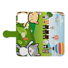 にこねこ【保護猫の保育園】の【リクエスト】にこねこファミリー手帳型スマホケース Book-Style Smartphone Case:Opened (outside)