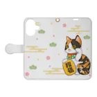 猫彩雑貨店-mao-の招き愛猫　まおまお Book-Style Smartphone Case:Opened (outside)