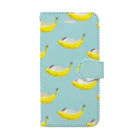 るこのBANANA BED 水色 Book-Style Smartphone Case