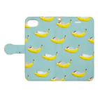 るこのBANANA BED 水色 Book-Style Smartphone Case:Opened (outside)