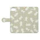 ＊momochy shop＊のお花とうさぎ(ミント) Book-Style Smartphone Case:Opened (outside)