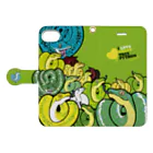 HERP MODA by ヤマモトナオキのグリーンパイソンGREEN Book-Style Smartphone Case:Opened (outside)