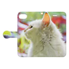 ＊Atelier Sumaco＊の【 森ねこ/シロ 】 iPhone 手帳型ケース A　 Book-Style Smartphone Case:Opened (outside)