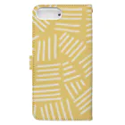 SANKAKU DESIGN STOREの不揃いアミアミ YELLOW。 Book-Style Smartphone Case :back