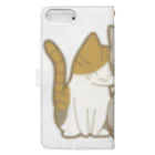 かわいいもののおみせ　いそぎんちゃくの仲良し猫　縞三毛&灰 Book-Style Smartphone Case :back