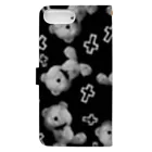 💜Salon de Lucia💜のPeek-a-boo CROSS Teddy Monochrome Random Book-Style Smartphone Case :back