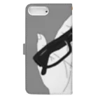卵焼製作物置き場の眼鏡スマホカバー(黒スクエア) Book-Style Smartphone Case :back