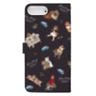 sae. のHara Pecotな童話 （ブラック）　Iphone6s/6/6 Plus/8/7/SE/8 Plus/7Plus用配置 Book-Style Smartphone Case :back