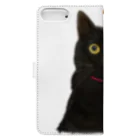 小鳥と映画館のおめめまん丸 黒猫 Book-Style Smartphone Case :back