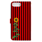 サムライデザインウォレットフォンケースの向日葵×赤黒ストライプ Book-Style Smartphone Case :back